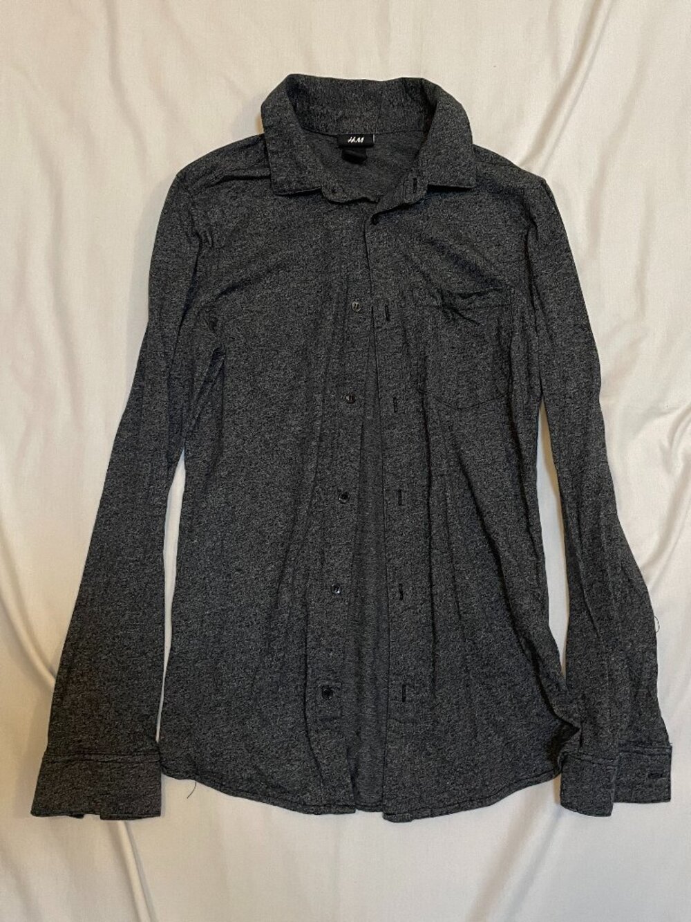 H&M Long Sleeve Button Down Mens XS Charcoal Preowned